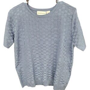 Alfred Dunner Blue Sweater Womens Sz M Short Sleeve